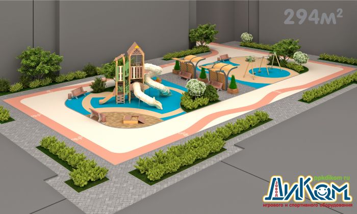 3D проект детской площадки 294м2