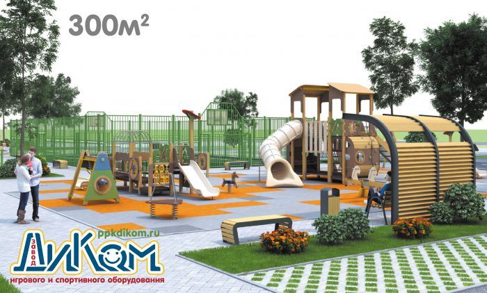 3D проект детской площадки 300м2 вариант 1