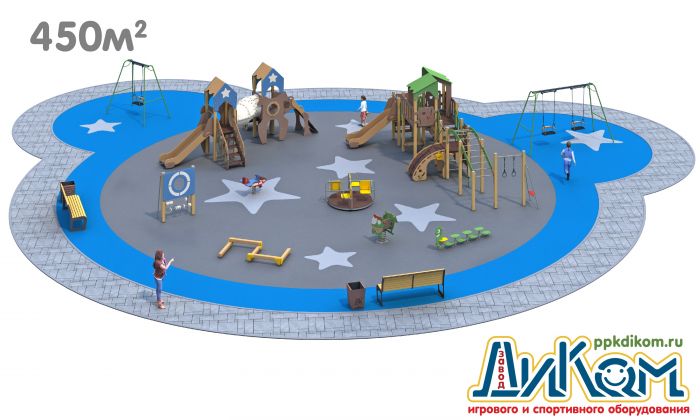 3D проект детской площадки 450м2 вариант 2